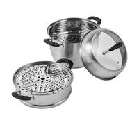 VEVOR Steamer Pot 11in/28cm, 3 Tier Steamer Pot for Cooking with 8.5QT Stock Pot, Vegetable Steamer & 2 Steaming Tray, Food-Grade 304 Stainless Steel