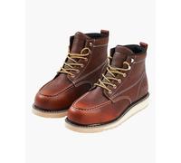 VEVOR Steel Toe Work Boots, UK Size 7.5, Waterproof Moc Toe Work Boots for Men, Slip-Resistant Work Boot, Lightweight and Breathable EVA Rubber Sole Mens Boots for Industry Construction, Brown