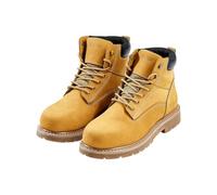 VEVOR Steel Toe Work Boots, UK Size 7.5, Waterproof Work Boots for Men, Slip-Resistant Work Boot, Lightweight and Breathable Rubber Sole Mens Boots for Industry Construction, Brown Yellow
