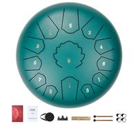 VEVOR 12in & 13 Notes Steel Tongue Drum - C Major Key Rain Drum, with 2 Mallets & Carry Bag, Perfect for Yard, Musical Education & Yoga, Green