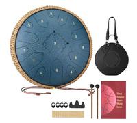 VEVOR Steel Tongue Drum, 13 in 15 Notes Rain Drum for Outside Garden, C Major Musical Drums with Music Book & Mallets, Percussion Instrument for Meditation Yoga Beginner Musical Education, Navy Blue