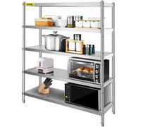 VEVOR Storage Shelf, 5-Tier Storage Shelving Unit, Stainless Steel Garage Shelf, 180.1 x 45 x 180.1 cm Heavy Duty Storage Shelving, 748.4 kg Total Cap