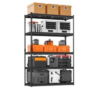 VEVOR Storage Shelves, 2500 lbs, 5 Tier Heavy Duty Garage Shelving, 18" D x 48" W x 72" H Adjustable Metal Shelves for Industrial Shelving Unit Utility Shelf, for Kitchen, Warehouse, Basement, Black