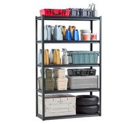 VEVOR Storage Shelves, 3000 lbs, 5 Tier Garage Storage Shelving, 18" D x 48" W x 78" H Adjustable Metal Shelves for Garage Shelves Utility Rack Shelf, Ideal for Kitchen, Warehouse, Basement, Black