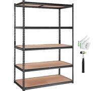 VEVOR Storage Shelving Unit, 5-Tier Adjustable, 2000 lbs Capacity, Heavy Duty Garage Shelves Metal Organizer Utility Rack, Black, 48" L x 24" W x 72" H for Kitchen Pantry Basement Bathroom Laundry