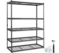 VEVOR Storage Shelving Unit, 5-Tier Adjustable, 2000 lbs Capacity, Heavy Duty Garage Shelves Metal Organizer Wire Rack, Black, 36" L x 16" W x 72" H for Kitchen Pantry Basement Bathroom Laundry Closet