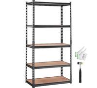 VEVOR Storage Shelving Unit, 5-Tier Adjustable, 2000 lbs Capacity, Heavy Duty Garage Shelves Metal Organizer Utility Rack, Black, 36" L x 18" W x 72" H for Kitchen Pantry Basement Bathroom Laundry