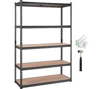 VEVOR Storage Shelving Unit, 5-Tier Adjustable, 2000 lbs Capacity, Heavy Duty Garage Shelves Metal Organizer Utility Rack, Black, 18" D x 48" W x 72" Hfor Kitchen Pantry Basement Bathroom Laundry