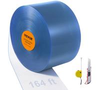 VEVOR Strip Curtain, 164' Length x 8" Width x 0.08" Thickness, Clear PVC Smooth Curtain Strip Door Bulk Roll, Plastic Door Strips for Doorways of Supermarket, Garage, Warehouse, Barn, Pet Animal House
