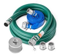 VEVOR Suction Hose Kit for Water Pump, with 2 in x 65 ft Blue Backwash Hose, 20 ft Green Suction Hose, and Steel Round Hole Strainer, Camlocks, Clamps