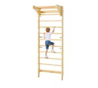 VEVOR Swedish Ladder Wall Gym, 2-in-1 10-Level Indoor Jungle Gym, 220LBS Loading Solid Wood Gymnastic Stall Bars for Kids & Adults, Indoor Playground Climbing Playset with Pull-Up Bar, Wall Ladder