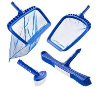 VEVOR Swimming Pool Cleaning Kit, Includes 2 Detachable Brush Heads (20 Inch / 5.5 Inch) and 2 Pool Skimmer Nets, 4-in-1 Inground/Above Ground Pools Cleaning Tools Set for Leaf, Fine Mesh, No Poles