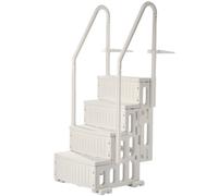 VEVOR Swimming Pool Ladder, 4-Step Double Handrails Stairs with Non-slip Heavy Duty Steps, Max Load Capacity 400 lbs, for 48-54 In Inground & Above-ground Pools of Any Decking Surface, Milk White