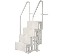 VEVOR Swimming Pool Ladder, 4-Step Double Handrails Stairs with Non-slip Heavy Duty Steps, Max Load Capacity 400 lbs, for 48-54 In Inground & Above-ground Pools of Any Decking Surface, Milk White
