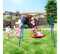 VEVOR Backyard, 440lbs Load Capacity Set, 40" Saucer Seat with Heavy Duty A-Frame Metal Swing Stand and Adjustable Rope, Easy, Swingset Outdoor for Kids, Multicolor, Max Assembled Size