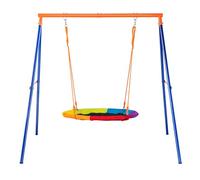 VEVOR Backyard, 440lbs Load Capacity Set, 40" Saucer Seat with Heavy Duty A-Frame Metal Swing Stand and Adjustable Rope, Easy, Swingset Outdoor for Kids, Multicolor, Max Assembled Size