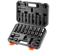 VEVOR Swivel Impact Socket Set, 14PCS Universal Socket Set - 3/8" Drive Deep Metric 10-19mm, 6 Point Cr-Mo Alloy Steel for Auto Repair, Easy-to-Read Size Markings, Rugged Construction