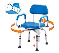 VEVOR Swivel Shower Chair 360 Degree, Adjustable Shower Seat with Pivoting Arms & Padded Bath Seat for Inside Shower or Tub, Non-Slip Rotating Bathtub