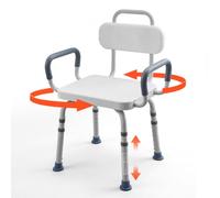 Vevor Swivel Shower Chair With Arms And Back, 400 Lbs Heavy Duty Bench Seat For Inside Shower Stall And Bathtub