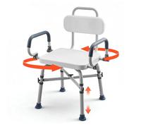 VEVOR Swivel Shower Chair with Arms Back, 500 lbs Heavy Duty Bench Seat | for Inside Shower Stall and Bathtub, Height Adjustable Bathroom Bath Tub Seat for Adults, Seniors, Elderly and Disabled