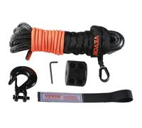 VEVOR Synthetic Winch Cable Rope 3/16"""" x 50 FT 8 350 lbs Capacity Winch Line Cable Rope with Protective Sleeve + Stopper + Forged Winch Hook +
