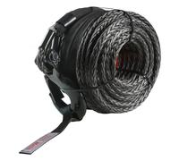 VEVOR Synthetic Winch Rope, 3/8 Inch x 100 Feet, 26,500 lbs with Protective Sleeve + Forged Winch Hook + Pull Strap, Universal Fit for SUV, Large Off