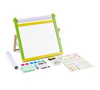 VEVOR Tabletop Art Easel for Kids 3-in-1 Wooden Double-Sided Kid's Art Easel with Magnetic Whiteboard Chalkboard Paper Roll Foldable Portable Draw
