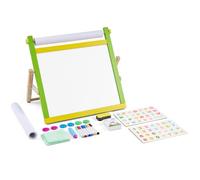 VEVOR Tabletop Art Easel for Kids, 3-in-1 Wooden Double-Sided Kid's Art Easel with Magnetic Whiteboard, Chalkboard, Paper Roll, Foldable Portable Drawing Board with Painting Accessories for Boys Girls