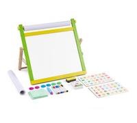 VEVOR Tabletop Art Easel for Kids, 3-in-1 Wooden Double-Sided Kid's Art Easel with Magnetic Whiteboard, Chalkboard, Paper Roll, Foldable Portable Drawing Board with Painting Accessories for Boys Girls
