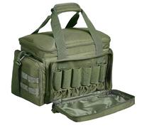 VEVOR Tactical Gun Range Bag - 4 Pistol, 3 Detachable Baffles & 6 Magazines, Single Shoulder Strip, Green