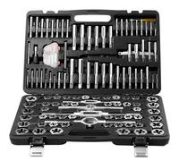 VEVOR Tap and Die Set, 116-Piece Include Metric and SAE Size, Bearing Steel Taps and Dies, Essential Threading Tool for Cutting External Internal Threads, with Complete Accessories and Storage Case