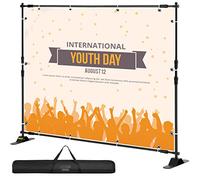 VEVOR Telescopic Tube Background Stand Max 240 x 240 cm, DM-ABS 8 x 8 ft Telescopic Background System, Black Background Stand, Aluminium Material, Suitable for Holiday Events, Evening Parties