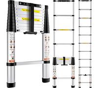 VEVOR Telescoping Ladder, 10.5 FT Aluminum One-button Retraction Collapsible Extension Ladder, 375 LBS Capacity with Non-slip Feet, Portable Multi-purpose Compact Ladder for Home, RV, Loft, ANSI Liste
