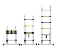 VEVOR Telescoping Ladder, 12.5FT A-Shape Aluminum Extension Ladder Lightweight, Multi-button Retraction Collapsible Ladder, 375 LBS Capacity w/ Stabil