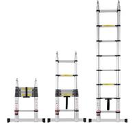 VEVOR Telescoping Ladder, 16.5FT A-Shape Aluminum Extension Ladder Lightweight, Multi-button Retraction Collapsible Ladder, 375 LBS Capacity w/ Stabil