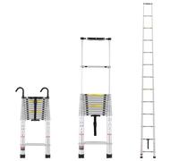 VEVOR Telescoping Ladder, 16.5FT Aluminum Lightweight Extension Ladder, Multi-Button Retraction Collapsible Ladder, 419 LBS Capacity with Non-Slip Feet, Portable Compact Ladders for Home, RV, Loft