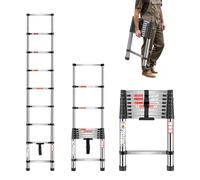 VEVOR Telescoping Ladder 8.5ft Stainless Steel Lightweight Extension Ladder Multi-Button Retraction Collapsible Ladders 330LBS Capacity & Non-
