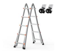 VEVOR Telescoping Ladder A Frame, 16.7 FT Compact Aluminum Extension Ladder, Multi-Function Portable Collapsible RV Ladder, Telescopic Ladder for Homework Stairs Indoor Outdoor Roof, 330lb Load
