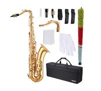 VEVOR Tenor Saxophone, B Flat, Professional Brass Saxophone Beginner Kit with Carrying Case, Mouthpiece, Straps, Cleaning Cloth, Gloves, Neck Strap, 23 Keys Tenor Sax Kit, for Beginners Students, Gold