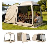 VEVOR Tent with Mosquito Net 1820 x 1820 x 2200 mm, 4-6 Persons, Foldable, for SUV Tailgate, with Carry Bag, Mesh Sides, for Outdoor Activities, Beige