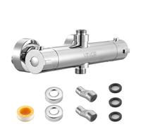 VEVOR Thermostatic Shower Faucet Valve, 38℃ Secure Lock Thermostatic Mixing Valve, Hot Cold Water Showering Faucet Temperature Control Valves with Consistent Water Temperature for Bathroom, RV, Camper