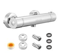 VEVOR Thermostatic Shower Faucet Valve, 38℃ Secure Lock Thermostatic Shower Valve, Hot Cold Water Showering Faucet Temperature Control Valves with Solid Brass Casting for Bathroom, RV, Leak-Proof