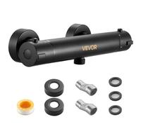 VEVOR Thermostatic Shower Faucet Valve, 38℃ Secure Lock Thermostatic Shower Valve Trim Kit, Hot Cold Water Showering Faucet Temperature Control Valves with Electrophoretic Coating for Bathroom, RV