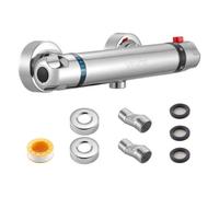 VEVOR Thermostatic Shower Faucet Valve, Anti-Scald 38℃ Secure Lock Thermostatic Shower Mixer Valve, Hot Cold Water Showering Faucet Temperature Control Valves for Bathroom, RV, Chrome-Plated Coating