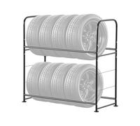VEVOR Tire Storage Rack, 2-Shelf Tire Stand Holds up to 8 Standard Tires, Q195 Heavy-Duty Steel Tire Holder Carrier with Adjustable Height & Protective Cover for Garage Workshop, 397LBS Loading
