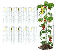 VEVOR Tomato Cages, 11.8" x 11.8" x 46.1", 10 Packs Square Plant Support Cages, Green PVC-Coated Steel Tomato Towers for Climbing Vegetables, Plants,