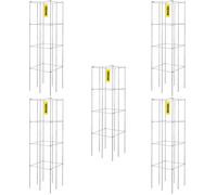 VEVOR Tomato Cages, 11.8" x 11.8" x 46.1", 5 Packs Square Plant Support Cages, Silver PVC-Coated Steel Tomato Towers for Climbing Vegetables, Plants,