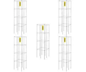 VEVOR Tomato Cages, 11.8" x 11.8" x 46.1", 5 Packs Square Plant Support Cages, Silver PVC-Coated Steel Tomato Towers for Climbing Vegetables, Plants,