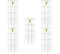 VEVOR Tomato Cages, 11.8" x 11.8" x 46.1", 5 Packs Square Plant Support Cages, Silver PVC-Coated Steel Tomato Towers for Climbing Vegetables, Plants, Flowers, Fruits