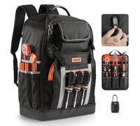 VEVOR Tool Backpack, 56 Pockets, Heavy-duty Tools Storage Organizer Bags with Molded Base, Electrician Jobsite Backpack for Construction Jobsite, Electrician, Industrial, Repairman, and HVAC Techs